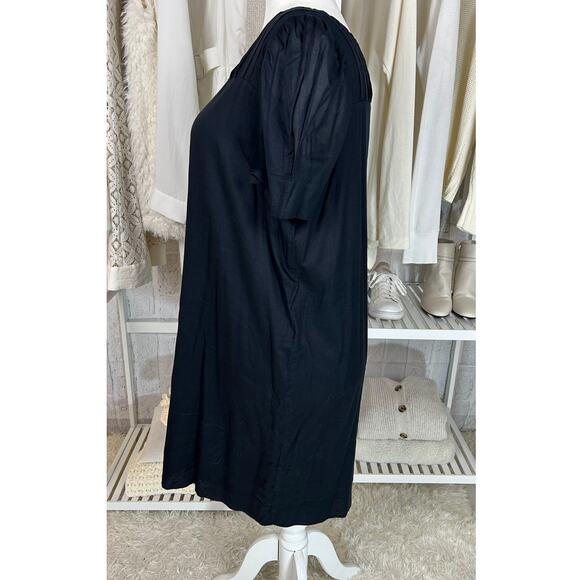 Gap Women's Size 20 Black Puff Sleeve Knee Length Button Back Shift Dress #0522 - Picture 3 of 11